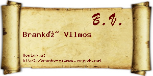 Brankó Vilmos névjegykártya